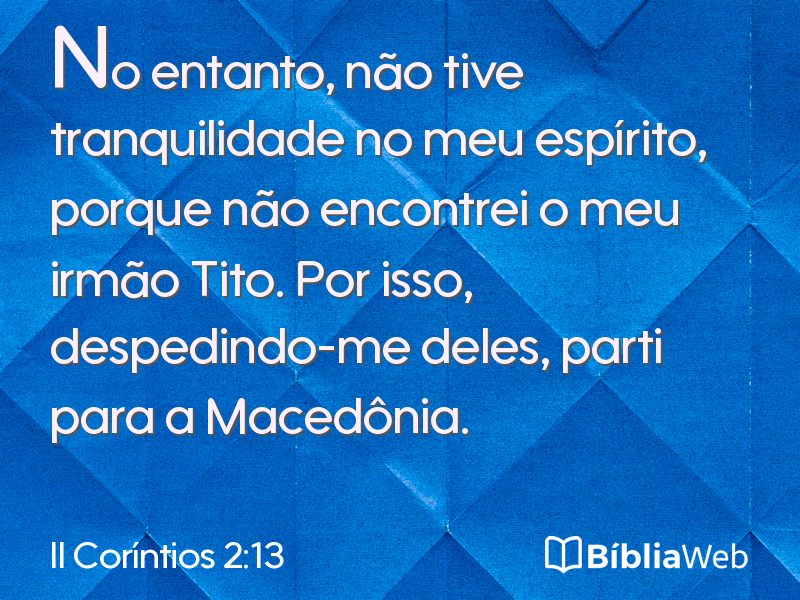 II Coríntios 2:13 em imagem para compartilhar