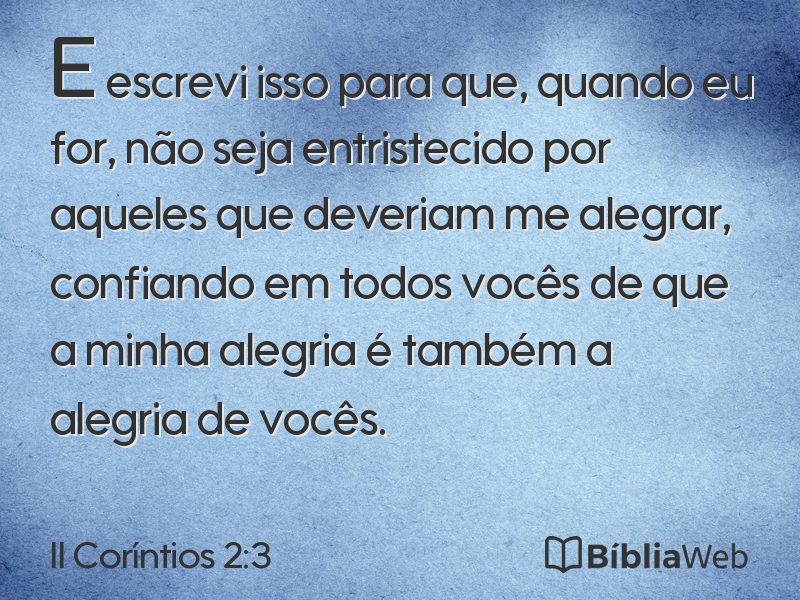 II Coríntios 2:3 em imagem para compartilhar