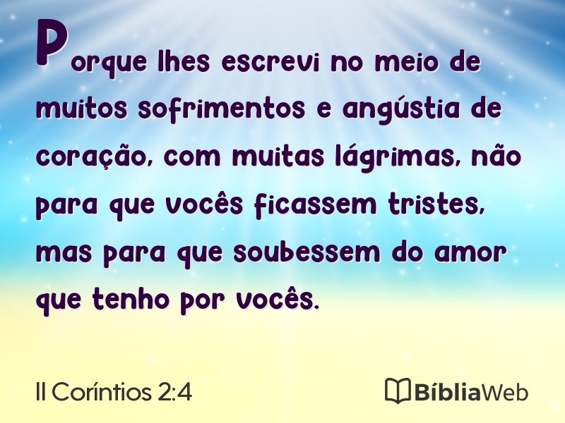 II Coríntios 2:4 em imagem para compartilhar