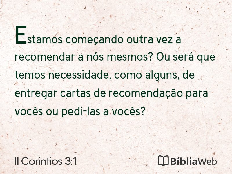II Coríntios 3:1 em imagem para compartilhar