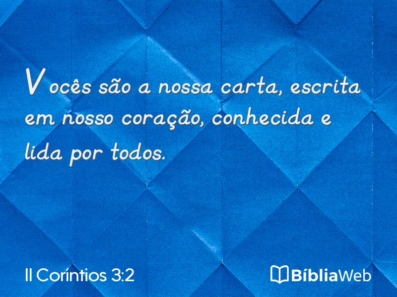 II Coríntios 3:2 em imagem para compartilhar
