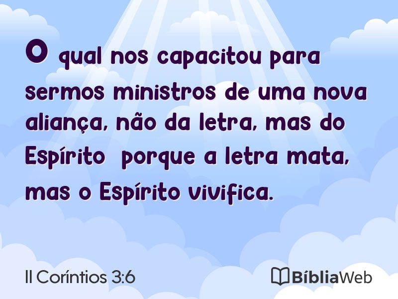 II Coríntios 3:6 em imagem para compartilhar