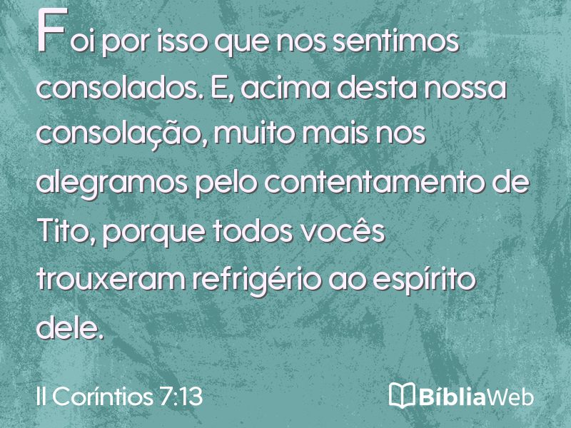 II Coríntios 7:13 em imagem para compartilhar
