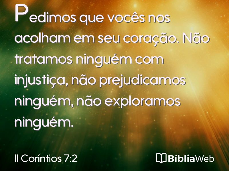 II Coríntios 7:2 em imagem para compartilhar
