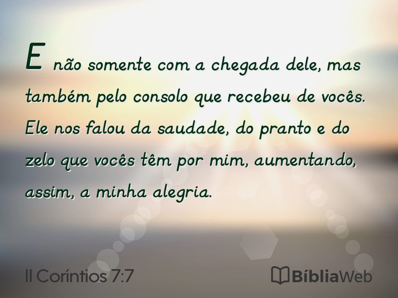 II Coríntios 7:7 em imagem para compartilhar
