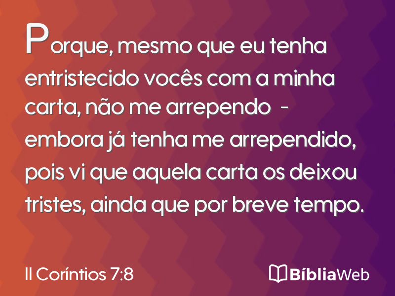 II Coríntios 7:8 em imagem para compartilhar