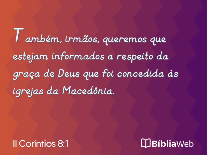 II Coríntios 8:1 em imagem para compartilhar