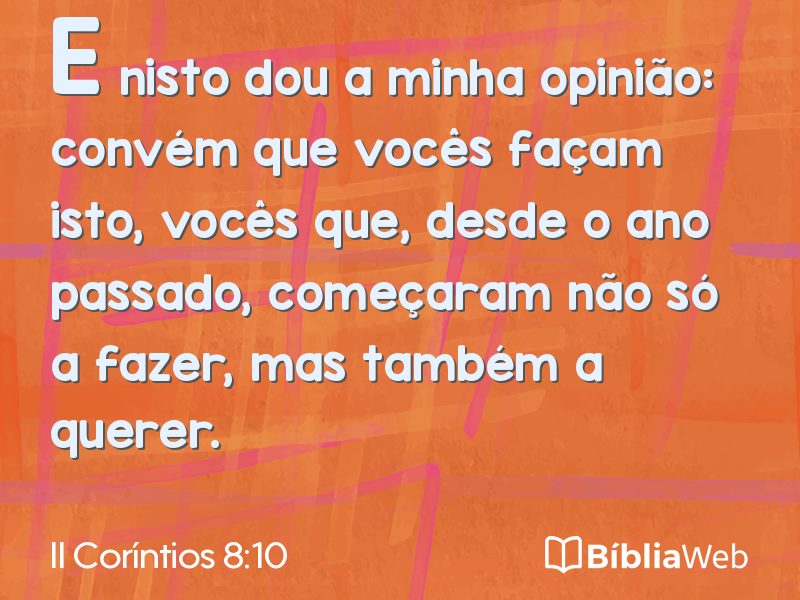 II Coríntios 8:10 em imagem para compartilhar