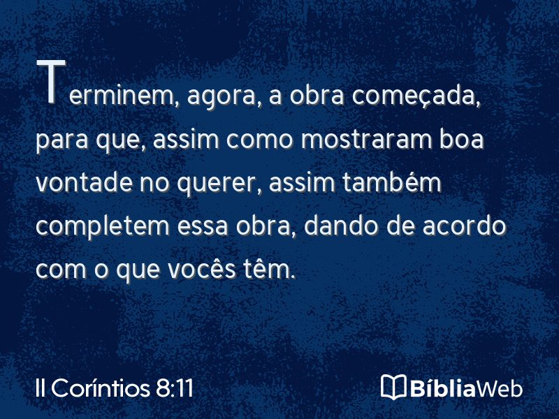 II Coríntios 8:11 em imagem para compartilhar