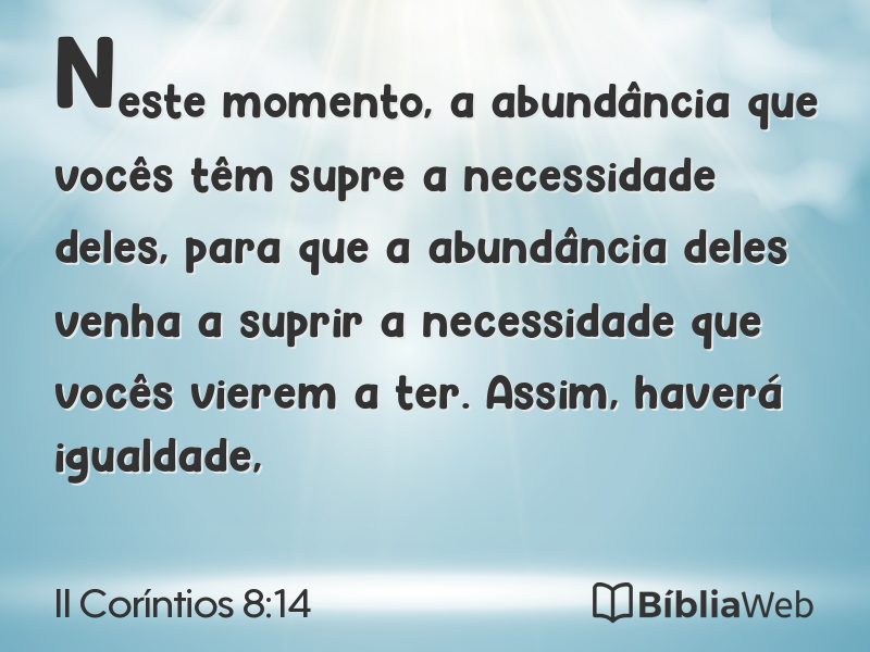II Coríntios 8:14 em imagem para compartilhar