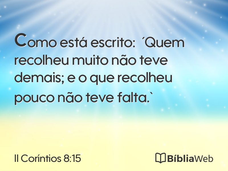II Coríntios 8:15 em imagem para compartilhar