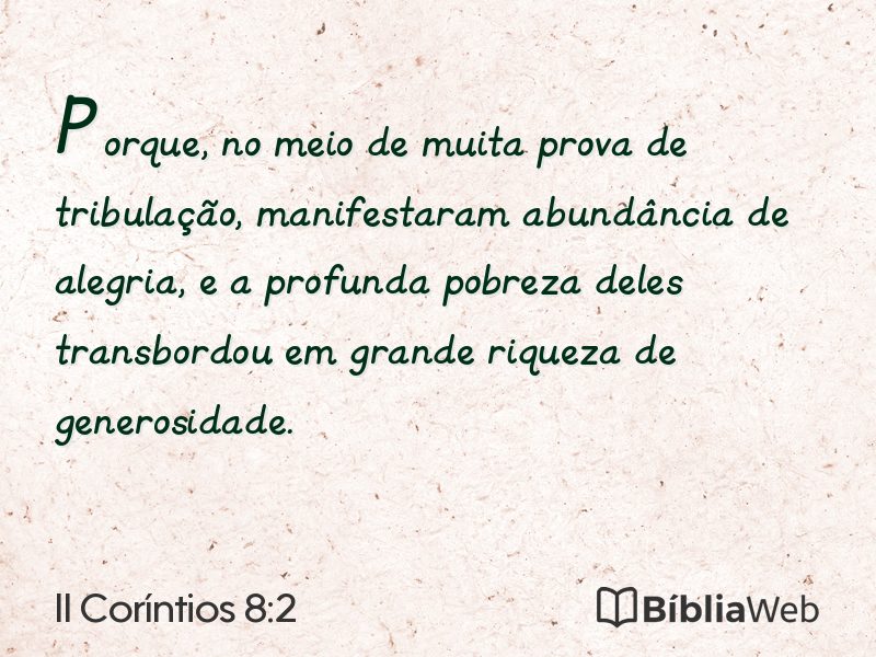 II Coríntios 8:2 em imagem para compartilhar