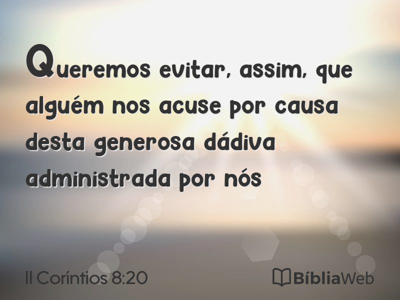 II Coríntios 8:20 em imagem para compartilhar