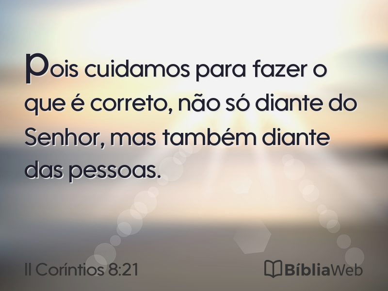 II Coríntios 8:21 em imagem para compartilhar