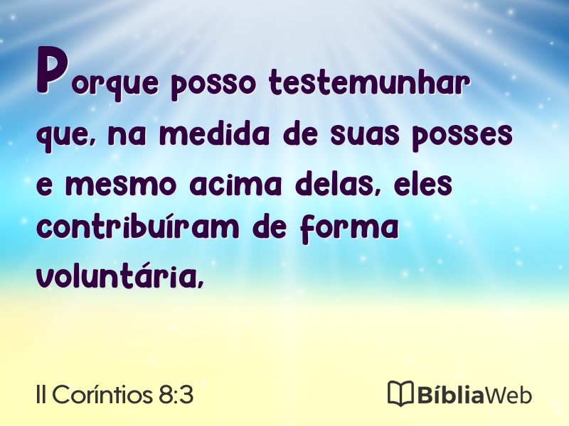 II Coríntios 8:3 em imagem para compartilhar