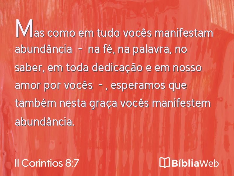 II Coríntios 8:7 em imagem para compartilhar