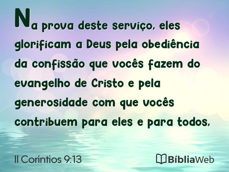 II Coríntios 9:13 em imagem para compartilhar
