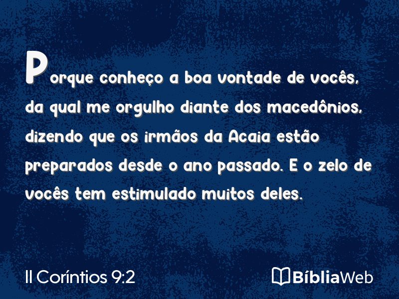 II Coríntios 9:2 em imagem para compartilhar