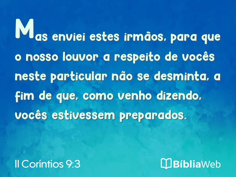 II Coríntios 9:3 em imagem para compartilhar