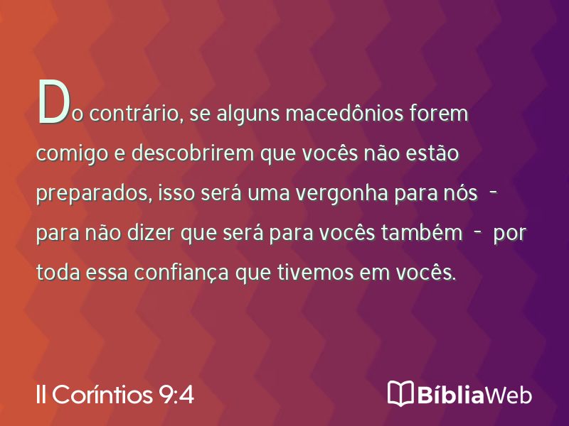 II Coríntios 9:4 em imagem para compartilhar