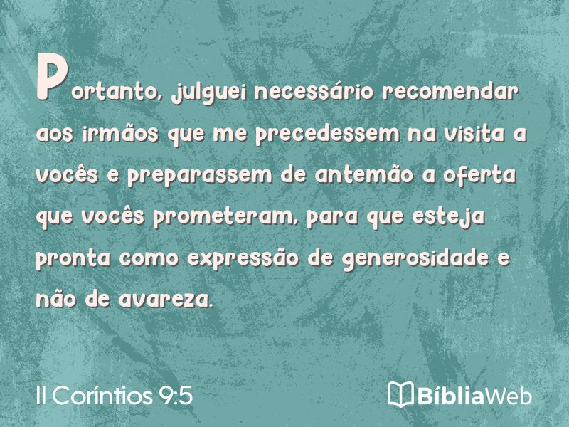 II Coríntios 9:5 em imagem para compartilhar