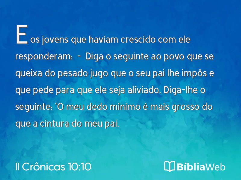 II Crônicas 10:10 em imagem para compartilhar