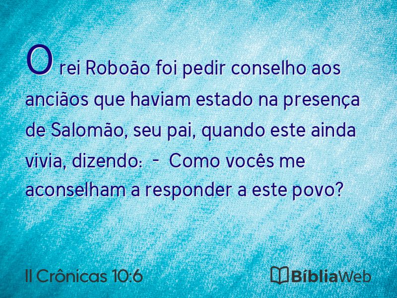 II Crônicas 10:6 em imagem para compartilhar