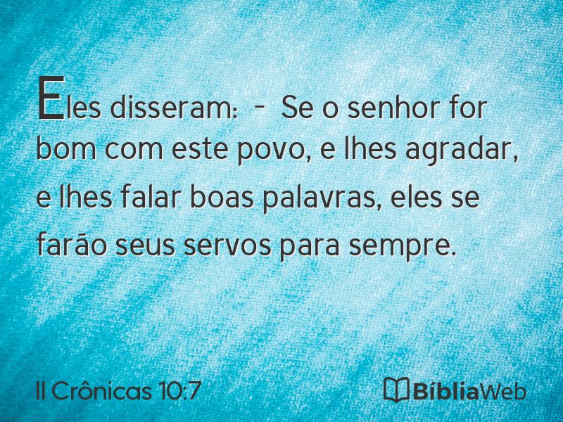 II Crônicas 10:7 em imagem para compartilhar