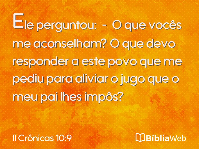 II Crônicas 10:9 em imagem para compartilhar