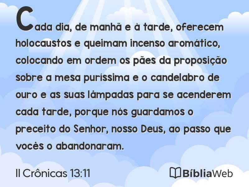 II Crônicas 13:11 em imagem para compartilhar