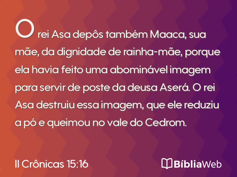 II Crônicas 15:16 em imagem para compartilhar