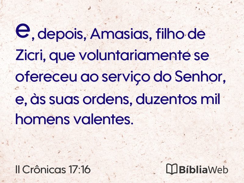II Crônicas 17:16 em imagem para compartilhar