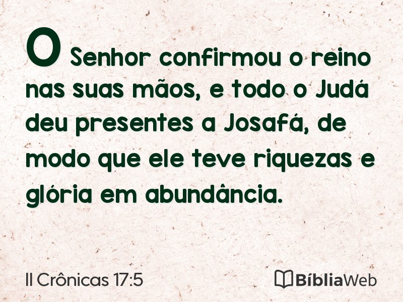 II Crônicas 17:5 em imagem para compartilhar