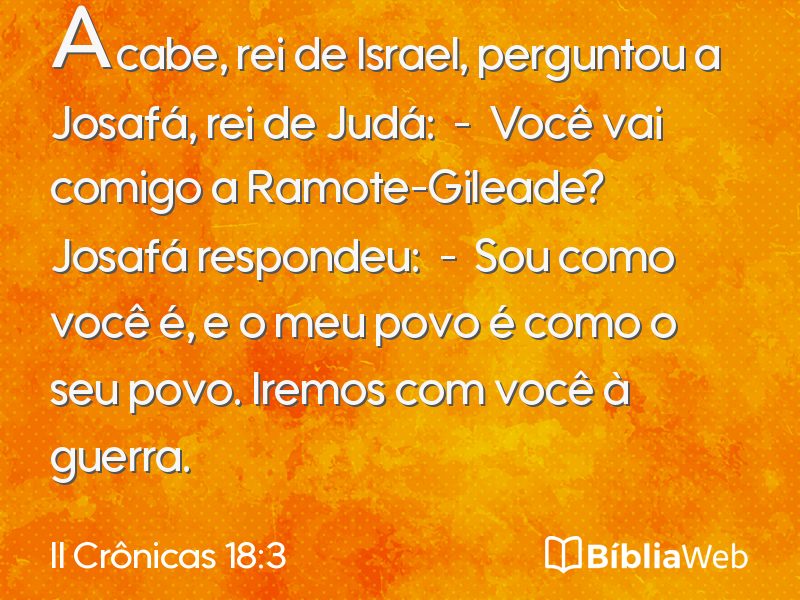 II Crônicas 18:3 em imagem para compartilhar