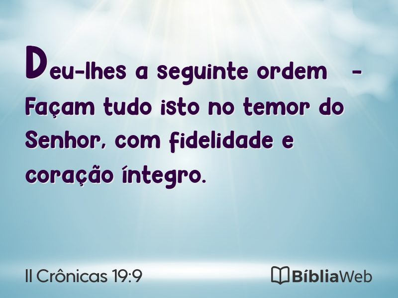 II Crônicas 19:9 em imagem para compartilhar