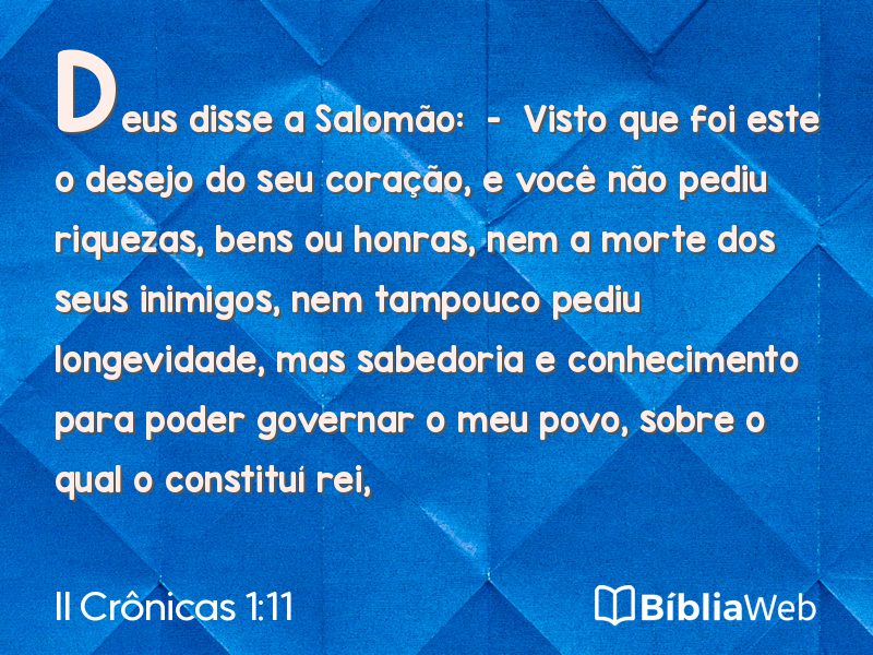 II Crônicas 1:11 em imagem para compartilhar