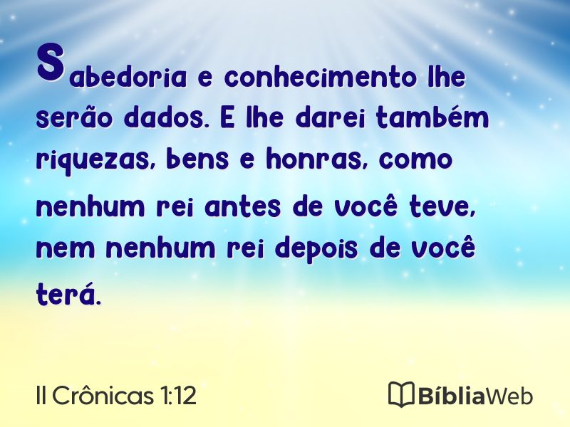 II Crônicas 1:12 em imagem para compartilhar