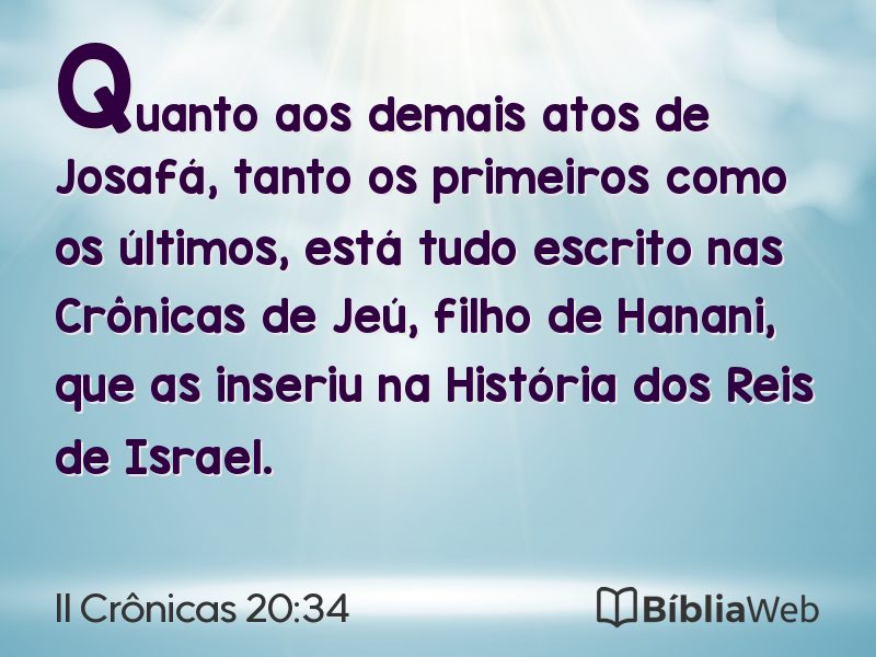 II Crônicas 20:34 em imagem para compartilhar