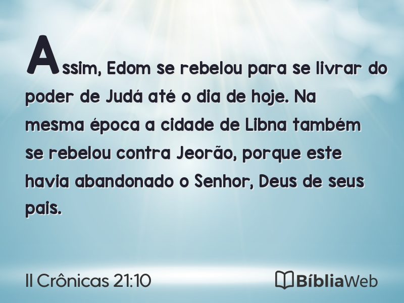 II Crônicas 21:10 em imagem para compartilhar
