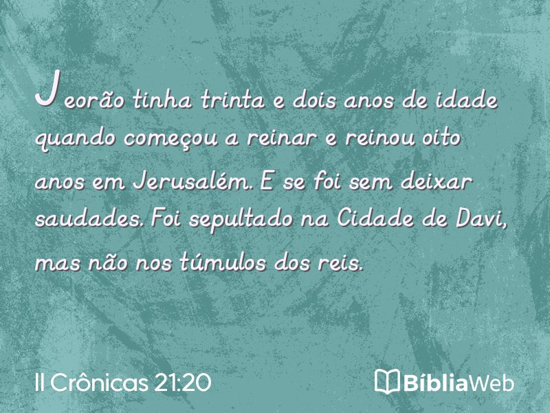 II Crônicas 21:20 em imagem para compartilhar