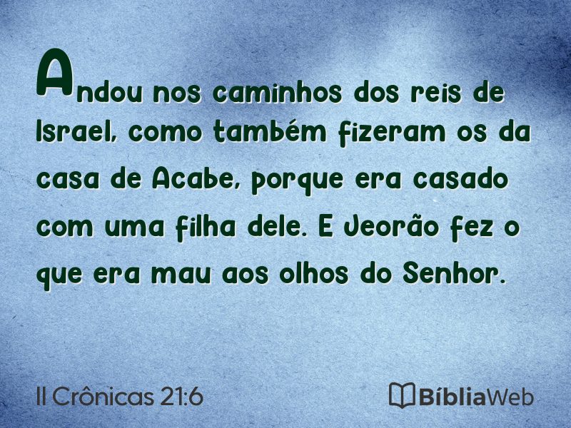 II Crônicas 21:6 em imagem para compartilhar