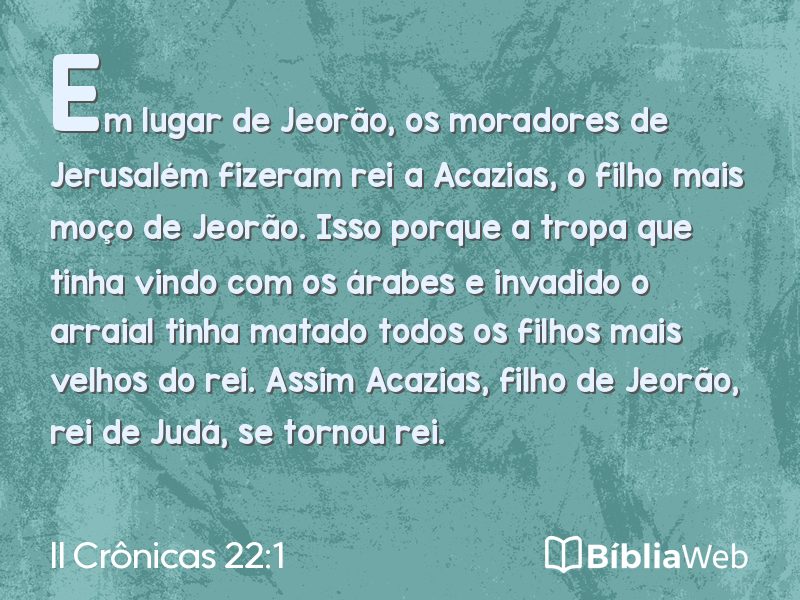 II Crônicas 22:1 em imagem para compartilhar