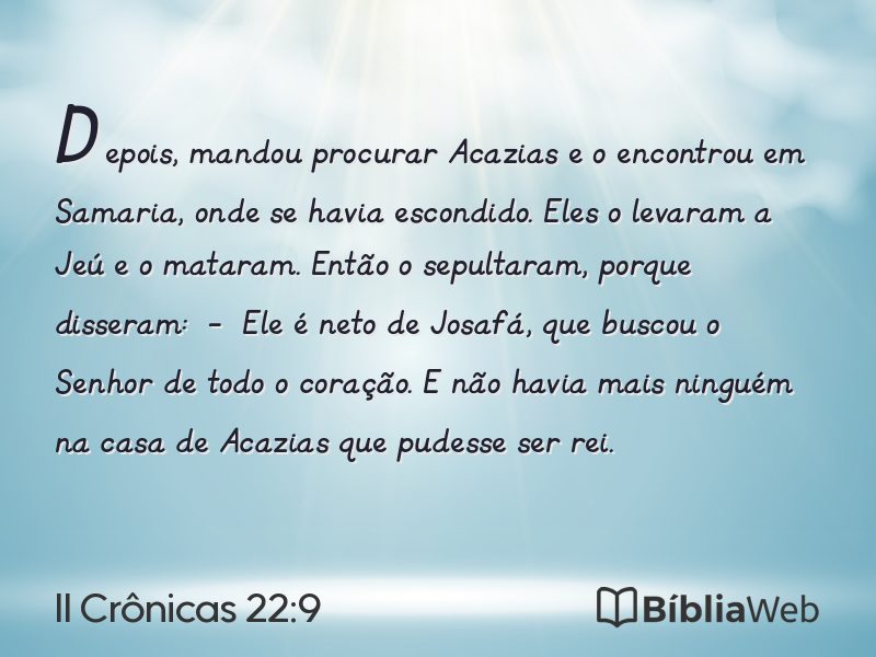 II Crônicas 22:9 em imagem para compartilhar
