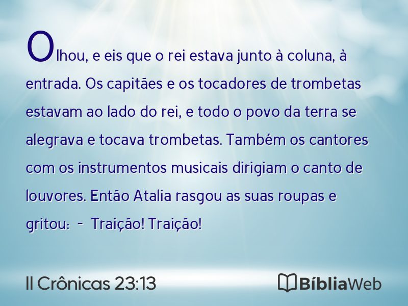 II Crônicas 23:13 em imagem para compartilhar
