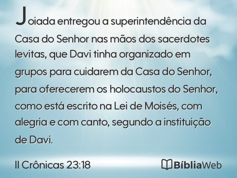 II Crônicas 23:18 em imagem para compartilhar