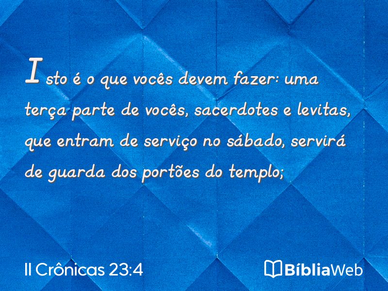 II Crônicas 23:4 em imagem para compartilhar