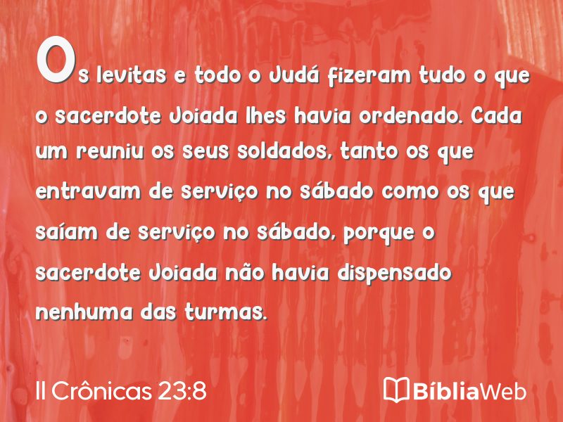 II Crônicas 23:8 em imagem para compartilhar