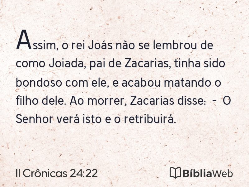 II Crônicas 24:22 em imagem para compartilhar