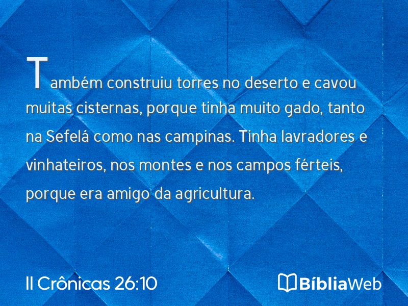 II Crônicas 26:10 em imagem para compartilhar
