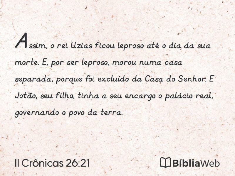 II Crônicas 26:21 em imagem para compartilhar